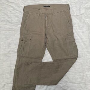 John Varvatos Star USA Tan Linen Cargo Trousers size 32